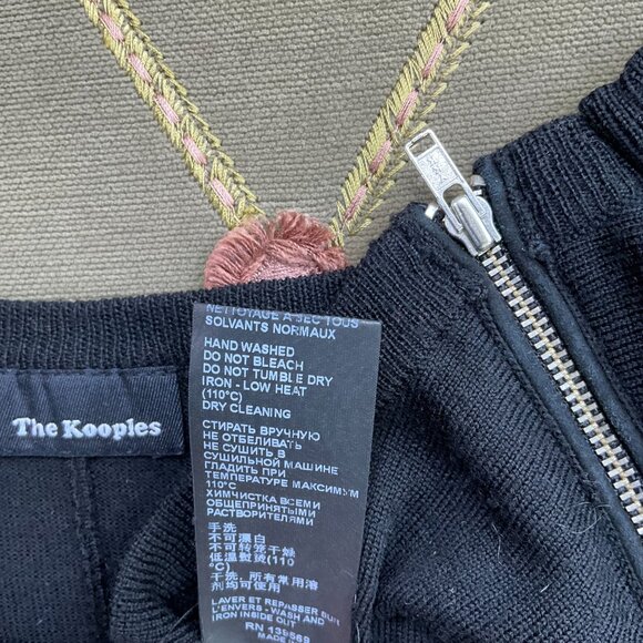 The Kooples Sweater Merino Wool Zip Shoulder Lamb Front Pocket Black (~40” bust) - Picture 6 of 7